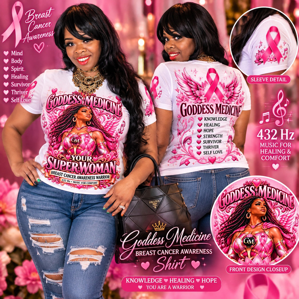 Your Super Woman breast cancer shirt mockup