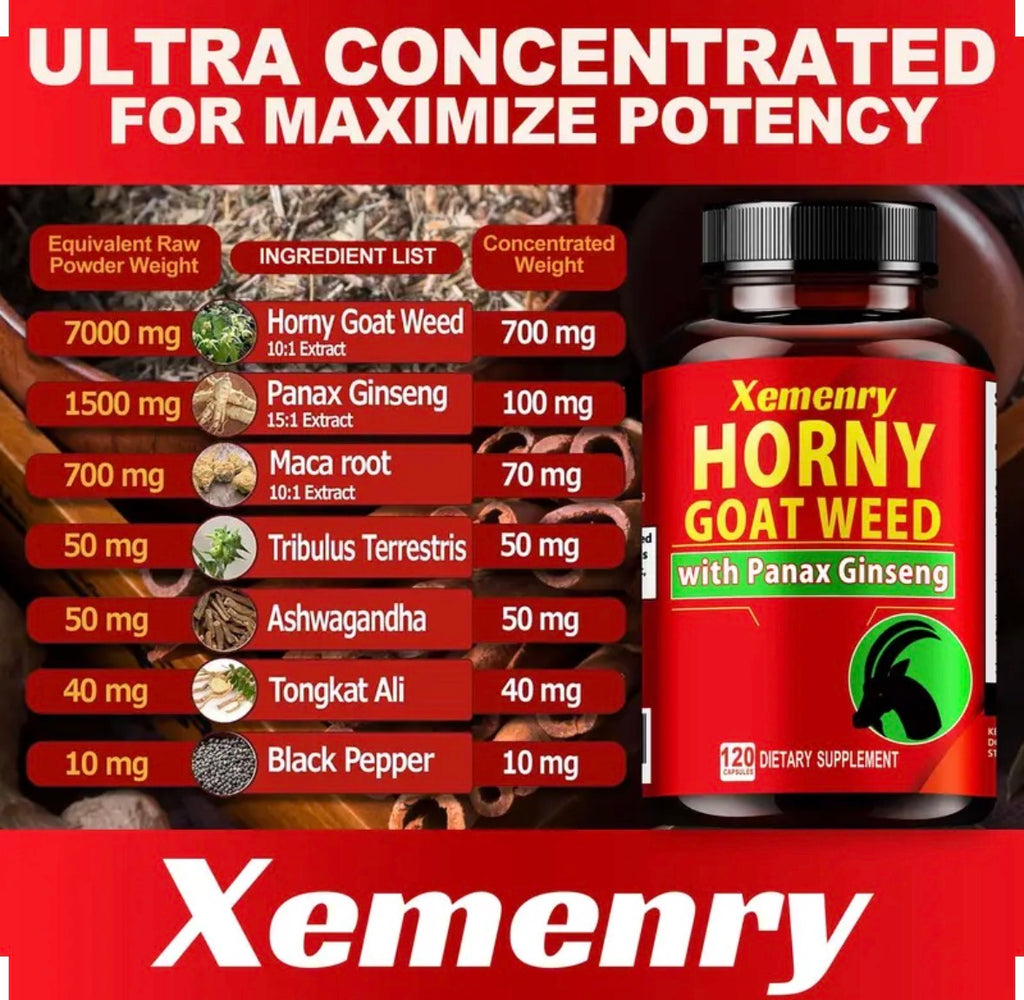 Xemenry Horny Goat Weed with Panax Ginseng — 120 Capsules