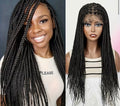 Long Black Box-Braid Lace-Front Wig