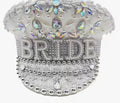White and Silver Bride Rhinestone Captain Hat