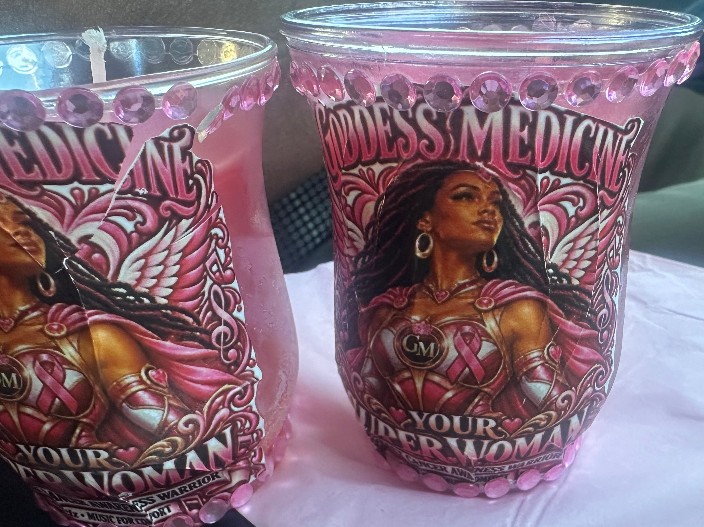 Breast cancer awareness scented candle with music tap to download